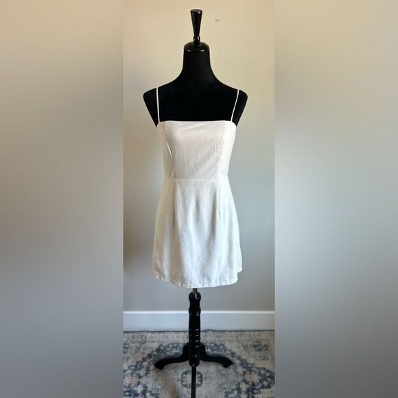 Billy J Women’s Cut “Scout” Cream Linen Blend Going Out Dress Natural Size 6 - Picture 1 of 11